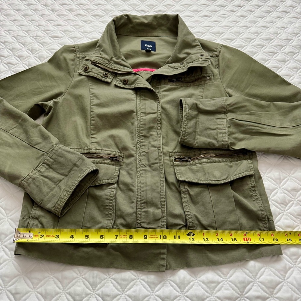 GAP Utility Full Zipper Cotton Jacket Army Olive Green with Pockets Size S - Picture 7 of 16